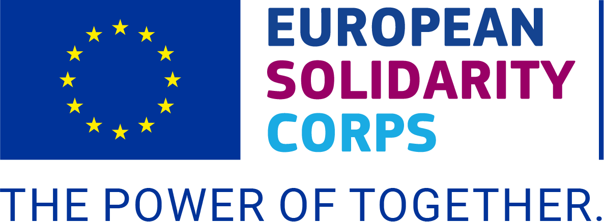 Europese vlag met de tekst European Solidarity Corps - The Power of Together.